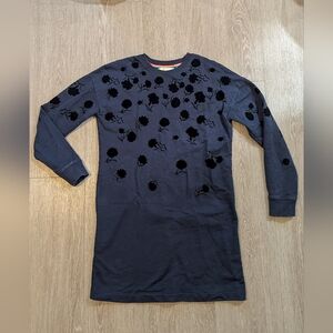 Boden Navy & White Floral Print Long Sleeve Mini Dress Size 2 VGUC!